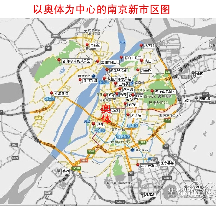 以河西为中心的最新版南京新市区地图